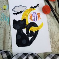 Cat Moon Halloween Machine Applique Design